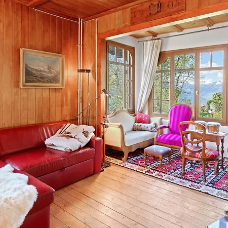 Chalet Grand Rustique A Gryon, Avec Vue Et Cheminee Gryon