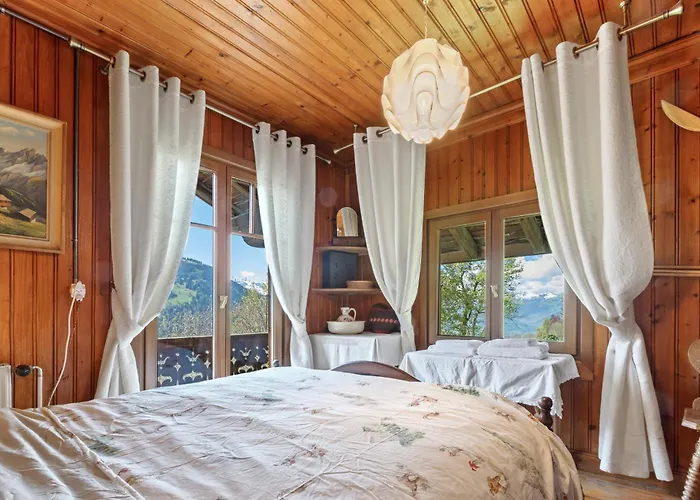 Grand Rustique A Gryon, Avec Vue Et Cheminee * グリオン